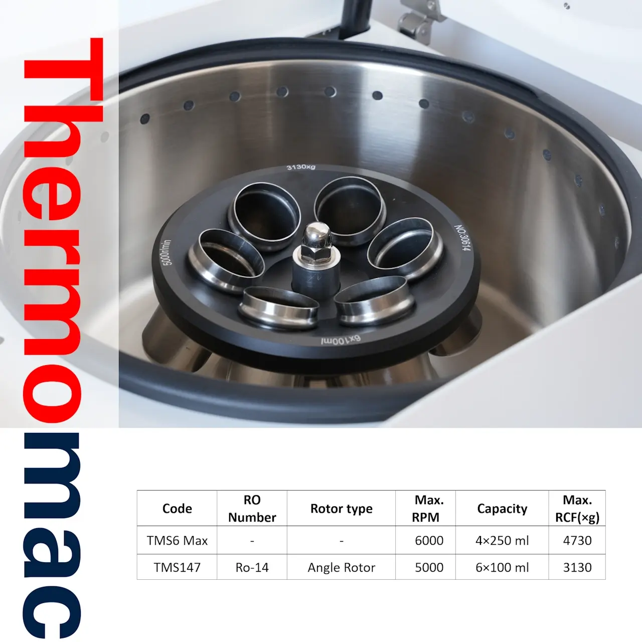 Thermomac TMS6 Max – Centrifugeuse de Paillasse 6 000 tr/min avec Rotor à Angle Fixe 6 × 100 mL